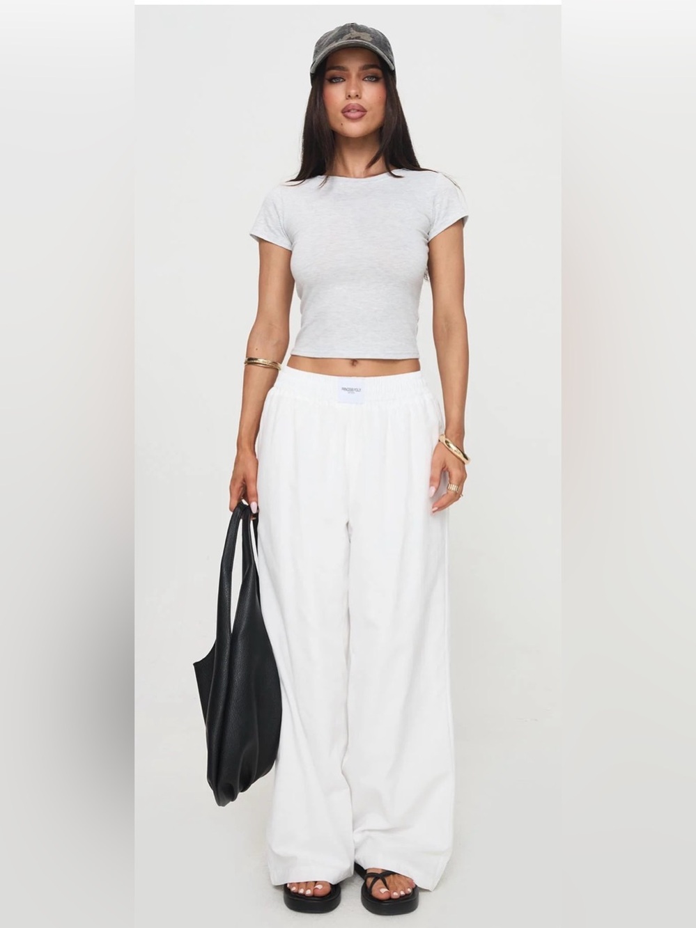 Princess Polly White Wide-Leg Beach House Pants White Tall Sz 4